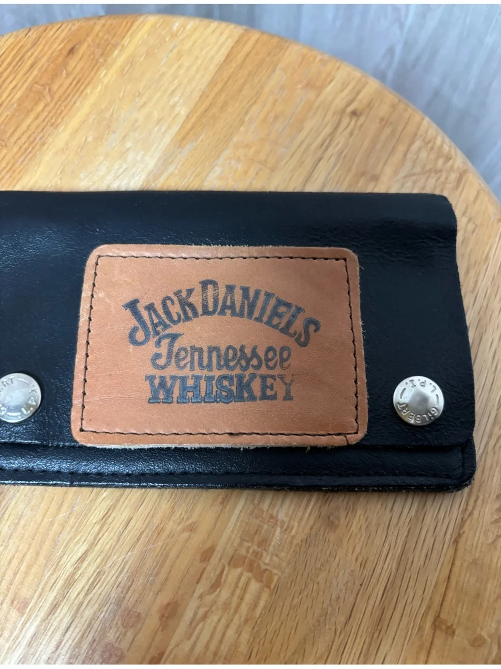 Vintage Gilbert Leather Jack Daniel's Trucker Biker Wallet with Original Chain